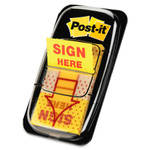 Post-it Flags Arrow Message 1" Page Flags, Sign Here, Yellow, 50/Dispenser, 12 Dispensers/PK View Product Image