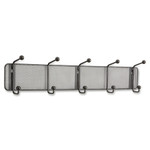 Safco Onyx Mesh Wall Racks, 5 Hook, 26.75w x 3d x 5.5h, Steel/Black View Product Image