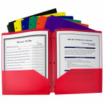 C-Line Two-Pocket Heavyweight Poly Portfolio Folder, 3-Hole Punch, Letter, Assorted View Product Image