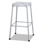 Safco Bar-Height Steel Stool, 29" Seat Height, Supports up to 250 lbs., Silver Seat/Silver Back, Silver Base View Product Image