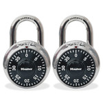 Master Lock Combination Lock, Stainless Steel, 1 7/8" Wide, Black Dial, 2/Pack View Product Image