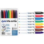 EXPO Vis--Vis Wet Erase Marker, Fine Bullet Tip, Assorted Colors, 8/Set View Product Image