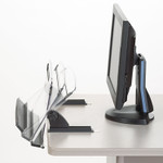 3M In-Line Adjustable Desktop Copyholder, Plastic, 150 Sheet Capacity, Black/Clear View Product Image