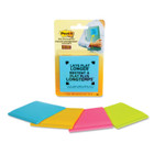 Post-it Notes Super Sticky Full Stick Notes, 3 x 3, Assorted Rio de Janeiro Colors, 25 Sheets/Pad, 4/Pack View Product Image