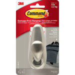 Command Adhesive Mount Metal Hook, Large, Brushed Nickel Finish, 1 Hook and 2 Strips/Pack View Product Image