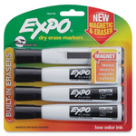 EXPO Magnetic Dry Erase Marker, Broad Chisel Tip, Black, 4/Pack View Product Image