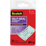 Scotch Self-Sealing Laminating Pouches, 9.5 mil, 3.88" x 2.44", Gloss Clear, 25/Pack View Product Image