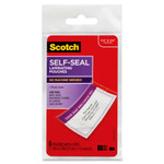 Scotch Self-Sealing Laminating Pouches, 12.5 mil, 2.81" x 4.5", Gloss Clear, 5/Pack View Product Image