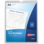 Avery Top-Load Clear Vinyl Envelopes w/Thumb Notch, 9 x 12, Clear, 10/Pack View Product Image