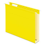 Pendaflex Extra Capacity Reinforced Hanging File Folders with Box Bottom, Letter Size, 1/5-Cut Tab, Yellow, 25/Box View Product Image