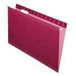 Pendaflex Colored Reinforced Hanging Folders, Legal Size, 1/5-Cut Tab, Burgundy, 25/Box View Product Image
