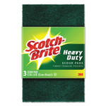 Scotch-Brite Heavy-Duty Scour Pad, 3 4/5" x 6", Green, 3/Pack View Product Image