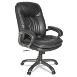 OIF Executive Swivel/Tilt Leather High-Back Chair, Supports up to 250 lbs., Black Seat/Black Back, Black Base View Product Image
