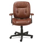 OIF Swivel/Tilt Leather Task Chair, Supports up to 250 lbs., Chestnut Brown Seat/Chestnut Brown Back, Black Base View Product Image