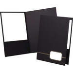 Oxford Monogram Series Business Portfolio, Premium Cover Stock, Black/Gold, 4/Pack View Product Image