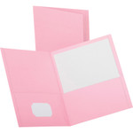 Oxford Twin-Pocket Folder, Embossed Leather Grain Paper, Pink, 25/Box View Product Image