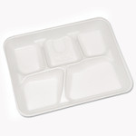 Pactiv Lightweight Foam School Trays, 5-Compartment, 8.25 x 10.5 x 1,  White, 500/Carton View Product Image
