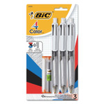 BIC 4-Color 3 + 1 Multi-Color Ballpoint Pen/Pencil, Retractable, 1 mm Pen/0.7 mm Pencil, Black/Blue/Red Ink, Gray Barrel, 3/Pack View Product Image