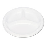 Tablemate Plastic Dinnerware, Compartment Plates, 9" dia, White, 125/Pack View Product Image