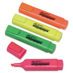 AbilityOne 7520012381728 SKILCRAFT Flat Fluorescent Highlighter, Chisel Tip, Assorted Colors, 4/Set View Product Image