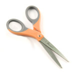 AbilityOne 5110012414375 SKILCRAFT Scissors, Pointed Tip, 6.5" Long, 3" Cut Length, Orange/Gray Offset Handle View Product Image