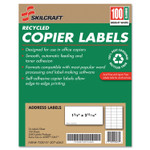AbilityOne 7530012074363 SKILCRAFT Recycled Copier Labels, Copiers, 1.38 x 2.81, White, 24/Sheet, 100 Sheets/Box View Product Image