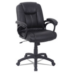 Alera CC Series Executive Mid-Back Bonded Leather Chair, Supports up to 275 lbs, Black Seat/Black Back, Black Base View Product Image