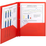 Smead Poly Two-Pocket Folder w/Fasteners, 11 x 8 1/2, Red, 25/Box View Product Image