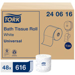 Tork Universal Bath Tissue, Septic Safe, 2-Ply, White, 616 Sheets/Roll, 48 Rolls/Carton View Product Image
