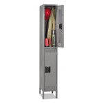 Tennsco Double Tier Locker with Legs, Single Stack, 12w x 18d x 78h, Medium Gray View Product Image