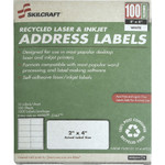 AbilityOne 7530015144903 SKILCRAFT Recycled Laser and Inkjet Labels, Inkjet/Laser Printers, 2 x 4, White, 10/Sheet, 100 Sheets/Box View Product Image