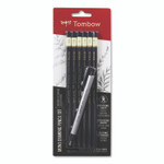 Tombow Mono Drawing Pencil Set with Eraser, 2 mm, Assorted Lead Hardness Ratings, Black Lead, Black Barrel, 6/Pack View Product Image