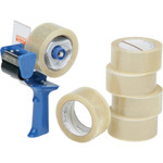 AbilityOne 7510015796872 SKILCRAFT Commercial Package Sealing Tape with Pistol Grip Dispenser, 3" Core, 2" x 55 yds, Clear, 6/Pack View Product Image