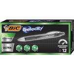 BIC Gel-ocity Ultra Gel Pen, Retractable, Medium 0.7 mm, Black Ink, Black Barrel, Dozen View Product Image