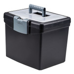 Storex Portable File Box with Large Organizer Lid, Letter Files, 13.25" x 10.88" x 11", Black View Product Image