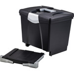 Storex Portable File Box with Drawer, Letter Files, 14" x 11.25" x 14.5", Black View Product Image