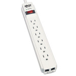Tripp Lite Protect It! Surge Protector, 6 Outlets, 4 ft Cord, 790 Joules, RJ11, Light Gray View Product Image