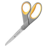 AbilityOne 5110016296574 SKILCRAFT Westcott Titanium Bonded Scissors, 8" Long, 3.5" Cut Length, Gray/Yellow Offset Handle View Product Image