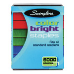 Swingline Color Bright Staples, 0.25" Leg, 0.5" Crown, Assorted, 6,000/Pack View Product Image