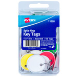 Avery Key Tags with Split Ring, 1 1/4 dia, Assorted Colors, 50/Pack View Product Image