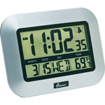 AbilityOne 6645016611877 SKILCRAFT LCD Digital Radio-Controlled Clock, 7.25" x 9.75", Sliver Case, 2 AAA (sold separately) View Product Image