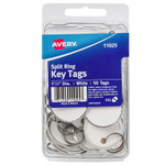 Avery Key Tags with Split Ring, 1 1/4 dia, White, 50/Pack View Product Image