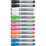 U Brands Bullet Tip Low-Odor Liquid Glass Markers with Erasers, Assorted Colors, 12/Pack View Product Image