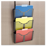 Universal Recycled Plastic Cubicle Triple File Pocket, Black View Product Image