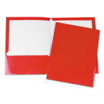 Universal Laminated Two-Pocket Folder, Cardboard Paper, Red, 11 x 8 1/2, 25/Pack View Product Image