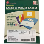 AbilityOne 7530016736513 SKILCRAFT Recycled Laser and Inkjet Labels, Inkjet/Laser Printers, 1.33 x 4, White, 14/Sheet, 100 Sheets/Box View Product Image