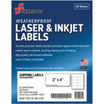 AbilityOne 7530016736220 SKILCRAFT Weatherproof Mailing Labels, Laser Printers, 2 x 4, White, 10/Sheet, 50 Sheets/Pack View Product Image