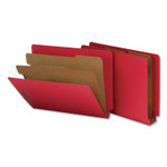 Universal Deluxe Six-Section Colored Pressboard End Tab Classification Folders, 2 Dividers, Letter Size, Bright Red, 10/Box View Product Image