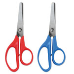 Universal Kids' Scissors, Rounded Tip, 5" Long, 1.75" Cut Length, Assorted Straight Handles, 2/Pack View Product Image