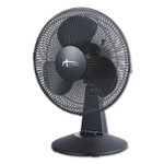 Alera 12" 3-Speed Oscillating Desk Fan, Plastic, Black View Product Image